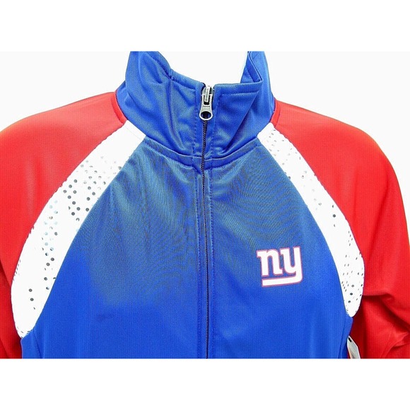 Women's NFL New York Giants Red Blue Jersey Knit Light Weight Jacket Size Medium - Picture 3 of 6